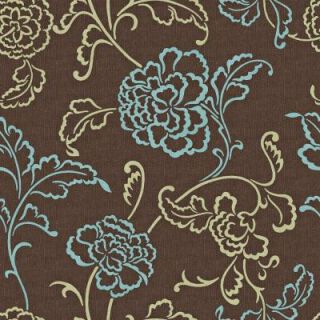 The Wallpaper Company 8 in. x 10 in. Brown, Blue and Sage Modern Linear Floral and Leaf on a Woven Background Wallpaper Sample WC1282381S