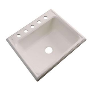 Thermocast Wentworth Drop In Acrylic 25 in. 5 Hole Single Bowl Kitchen Sink in Shell 27508