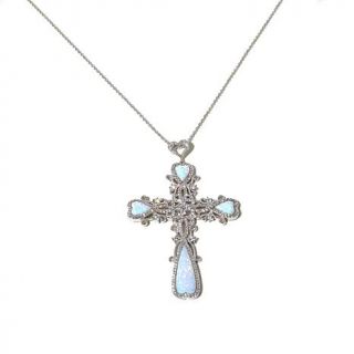 Victoria Wieck Absolute™ and Synthetic Opal Sterling Silver "Cross" Penda   7822605