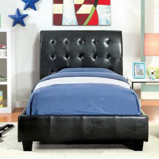 Furniture of America Leatherette Platform Bed with Bluetooth Speakers