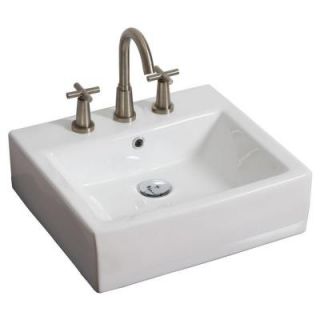 American Imaginations 20 in. W x 18 in. D Above Counter Rectangle Vessel Sink In White Color For 8 in. o.c. Faucet AI 10 439