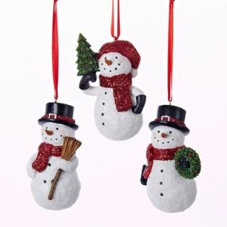 Club Pack of 12 Snowmen with Trees, Wreaths and Brooms Christmas Ornaments 3.5"