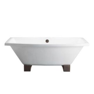 Barclay Products 5.6 ft. Cast Iron Wooden Block Feet Rectangular Tub with 7 in. Deck Holes with Center Drain in White CTSQH67 WH