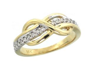 14k Gold Ribbon Knot Diamond Ring w/ 0.16 Carat Brilliant Cut ( H I Color; VS2 SI1 Clarity ) Diamonds, 5/16 in. (8mm) wide