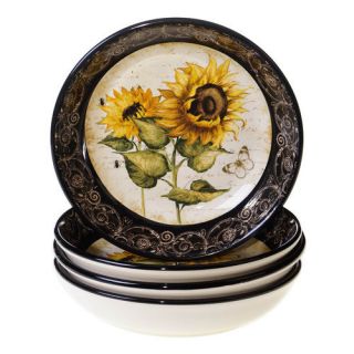 Certified International French Sunflowers Soup / Pasta Bowl (Set of 4): Kitchen & Dining