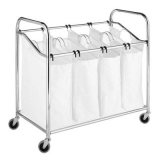 Home Decorators Collection Chrome & Canvas 4 Section Laundry Sorter in White/Chrome 0907300410