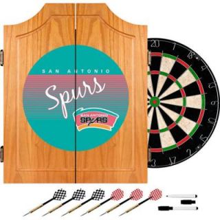 Trademark 20.5 in. San Antonio Spurs Hardwood Classics NBA Wood Dart Cabinet Set NBA7000HC SAS