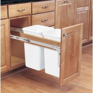 Rev A Shelf 18 in. H x 12 in. W x 25 in. D Double 27 Qt. Pull Out Wood Top Mount Waste Container for 1.5 in. Face Frame Cabinet 4WCTM 15DM2