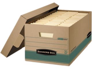 Bankers Box 1270201   Stor/File Storage Box, Legal, Locking Lift off Lid, Kraft/Green, 12/Carton