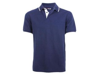 New Mens Fila logo Navy Blue Black White Polo Shirt Size S M L