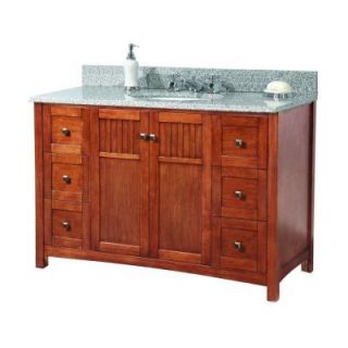 Foremost Knoxville 49 in. W x 22 in. D Vanity in Nutmeg with Granite Vanity Top in Rushmore Grey with White Basin KNCARG4922D