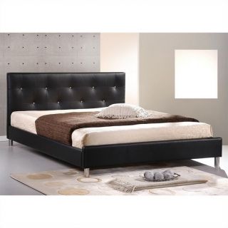 Baxton Studio Barbara Full Bed with Crystal Button Tufting in Black   BBT6140 Black Full