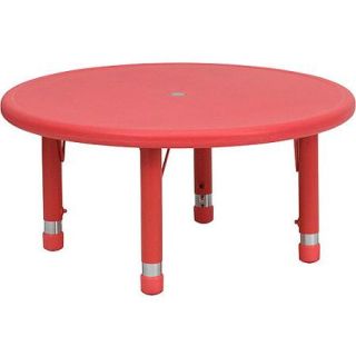 Adjustable Height Round Plastic Activity Table 33&quot;, Red