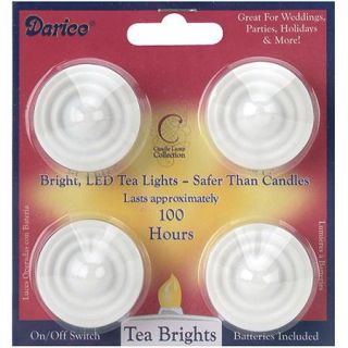 Darice LED Tea Lights, 4/pkg, White, 7"
