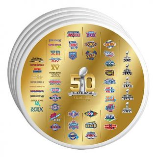 "50 Years of the Super Bowl" Commemorative Super Bowl Logo Set of 4 Ceramic Hom   7966898