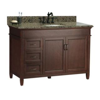 Foremost Ashburn 49 in. W x 22 in. D Vanity in Mahogany with Granite Vanity Top in Quadro with White Basin ASGAQD4922D
