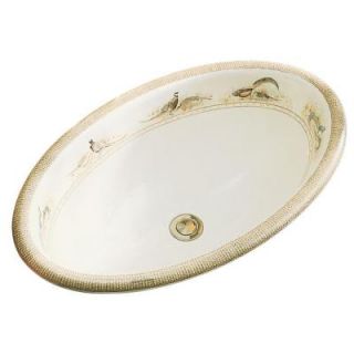 KOHLER Vintage Drop In Vitreous China Bathroom Sink with Pheasant Design in Biscuit K 14272 P 96