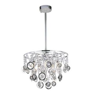 5 Light Polished Chrome Pendant with Laser Cut Crystals MDN 1090