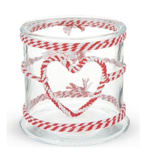 GISELA GRAHAM   Striped rope wrapped glass candle holder