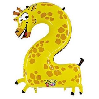 Zooloon Number 2 Giraffe Shaped Jumbo 40 Mylar Foil Balloon