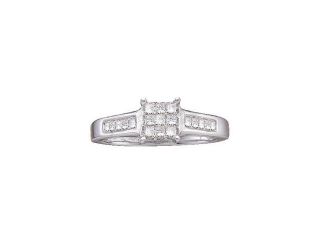 1/2 Carat Princess Cut Diamond 14K White Gold Engagement Ring