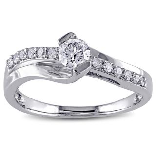 Miadora 10k White Gold 1/3ct TDW Diamond Engagement Bridal Ring Set (H
