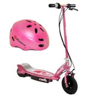 Razor E100 Electric Kids Girls Scooter (Sweet Pea) & Youth Sport Helmet (Pink)