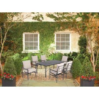 Hampton Bay Barnsley 7 Piece Metal Top Patio Dining Set with Textured Silver Pebble Cushions DISCONTINUED FSS61119MST