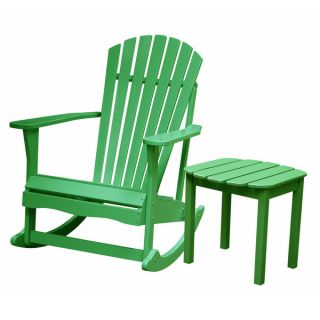 Adirondack Moss Green Rocker with Side Table 2 piece Set  