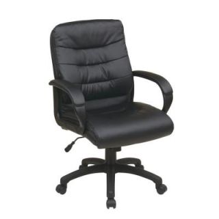 Work Smart Mid Back Faux Leather Executive Chair in Black FL7481 U6