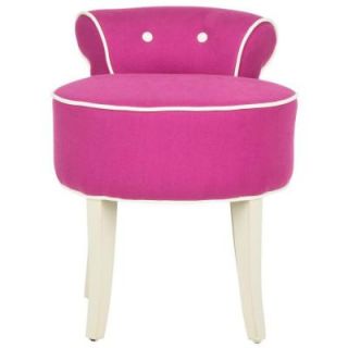 Safavieh Georgia Cotton Vanity Stool Chair in Fuchsia with Cream Piping MCR4546R