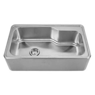 Whitehaus Collection Noah's Collection Front Apron Brushed Stainless Steel 33 1/2 in. 0 Hole Single Bowl Kitchen Sink WHNAPB3016 BSS