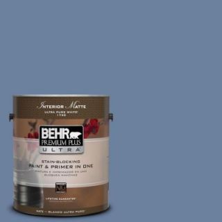 BEHR Premium Plus Ultra 1 gal. #S530 5 Brisk Blue Matte Interior Paint 175401