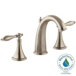 KOHLER Finial Traditional 8 in. Widespread 2 Handle High Arc Bathroom Faucet with Lever Handles in Vibrant Brushed Bronze K 310 4M BV