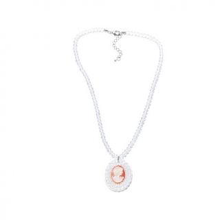 AMEDEO 25mm Cameo Glass Bead 20" Drop Necklace   7892662