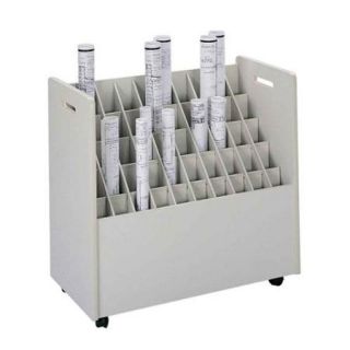 Wood Mobile Roll File w 50 Compartments