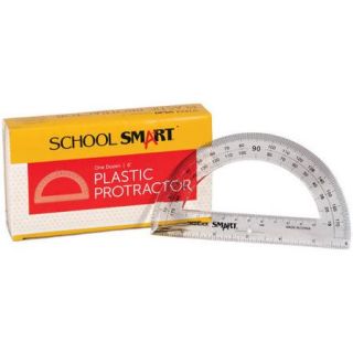 School Smart 0   180 Degrees Protractor with 6"Ruler, Plastic, Clear, 12pk