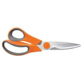 Fiskars All purpose Kitchen Shears   8" Overall Length   Stainless Steel, Plastic   Orange, Gray (510041 1001)