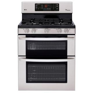 LG Electronics 6.1 cu. ft. Double Oven Gas Range with EasyClean Self Cleaning Oven in Stainless Steel LDG3035ST