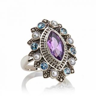 Nicky Butler Multigemstone Sterling Silver Marquise Shaped Ring   7827798