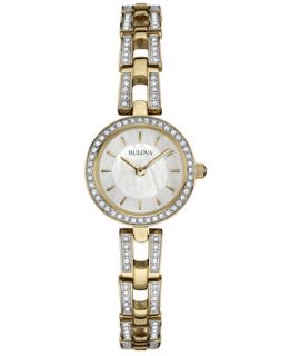 Bulova Womens Crystal Accent Gold Tone Stainless Steel Bracelet Watch