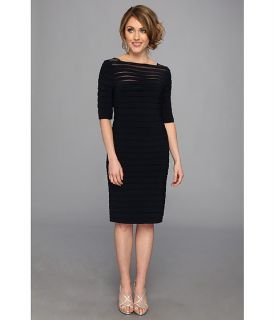 Adrianna Papell Partial Tuck Long Sleeve Dress Eclipse