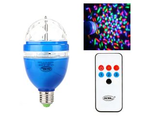Full Color LED RGB Rotating Lamp with Remote Sound activated Stage DJ Light Bulb 3W E27 85 260V Blue