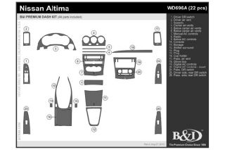 2007, 2008, 2009 Nissan Altima Wood Dash Kits   B&I WD696A DCF   B&I Dash Kits