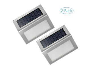 2 Pack Outdoor Stainless Steel Solar Powered LED Step Light; Illuminates Stairs, Paths, Deck, Patio, Garden, Etc